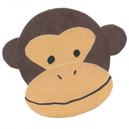construction paper monkey craft. printable monkey face craft.