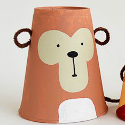 foam monkey cup craft. disposable monkey craft