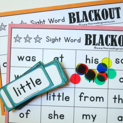 sight word blackout - Dolch Bingo, learning activity for kids, sight reading, sight word games, reading games, fun learning activities