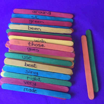sight word stick challenge, learning activity for kids, sight reading, sight word games, reading games, fun learning activities