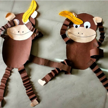 Folded Paper Monkey Craft. See No Evil, Hear No Evil and Speak No Evil