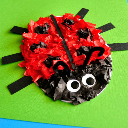 tissue paper ladybug, 25 Lovely Ladybug Crafts For Kids