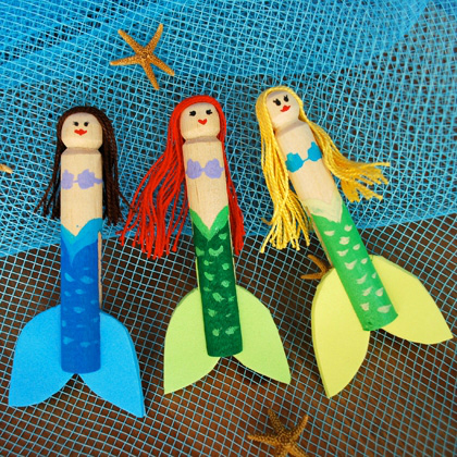 clothespin mermaids, 25 Magical Mermaid Crafts, mermaid projects, ideas for mermaid, mermaid costume, mermaid for kids. mermaid stuff, mermaid crafts, little mermaid