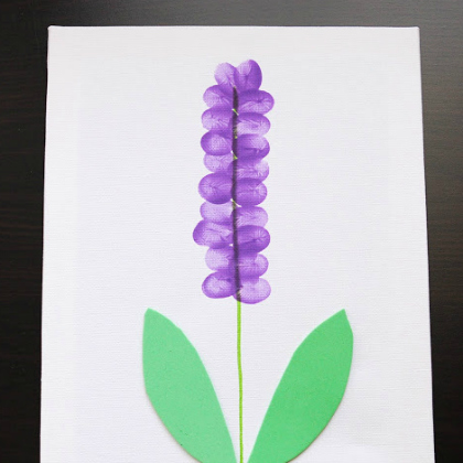 fingerprint flower, Perfectly Purple Crafts (And Surprises) For Kids
