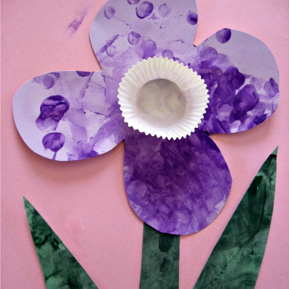 purple cupcake liner flower, Perfectly Purple Crafts (And Surprises) For Kids