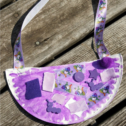 purple plastic purse, Perfectly Purple Crafts (And Surprises) For Kids