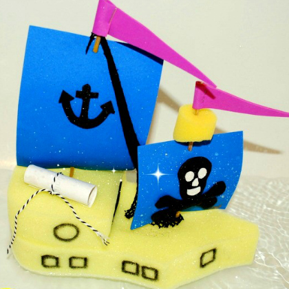 sponge pirate ship, 25 Argh-mazing Pirate Crafts And Activities For Kids Featured, pirate activities, pirate ideas for kids, pirate ships