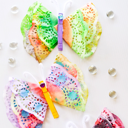 Painted Doily Butterfly Craft, Sensational Summer Crafts for Kids
