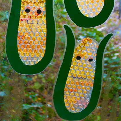 Painted Bubble Wrap Corn Sun Catchers  for kids!