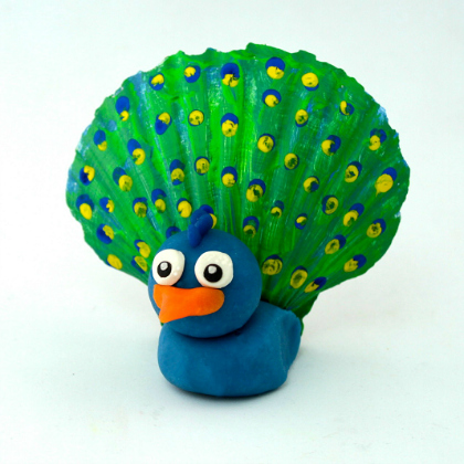 peacock, Summery Seashell Crafts For Kids