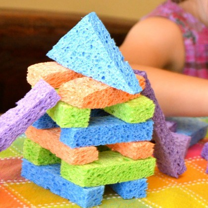 sponge blocks, 25 Spunky Sponge Crafts and Activities for Kids, Sponge ideas. ways to play with sponge, how to play with sponge. sponge activities