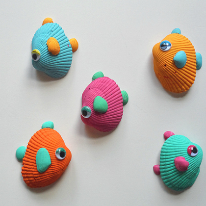 tropical fish shells, Summery Seashell Crafts For Kids