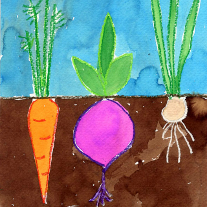Underground Vegetable Garden Painting Activity with the Kids