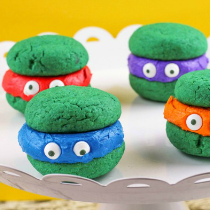 Whoopie-Pies, 25 Totally Tubular Ninja Turtle Crafts and Snacks Featured, cartoon-inspired crafts, cartoons, ninja turtles, fun crafts for kids