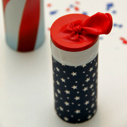 Red Blue White 4th of July confetti launchers craft Red, Blue and White. USA Flag. Memorial Day, Independence Day