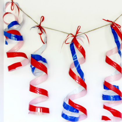Red, Blue and White 4th of July Plastic Cup Twirlers Banner Craft Red, Blue and White. USA Flag. Memorial Day, Independence Day