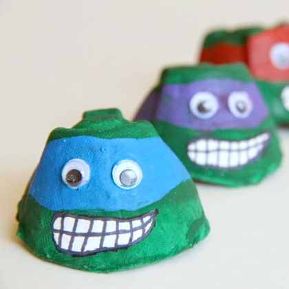 egg carton craft. 25 Totally Tubular Ninja Turtle Crafts and Snacks Featured, cartoon-inspired crafts, cartoons, ninja turtles, fun crafts for kids