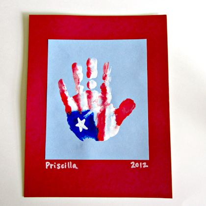 4th of July Patriotic Hand Print Craft Red, Blue and White. USA Flag. Memorial Day, Independence Day