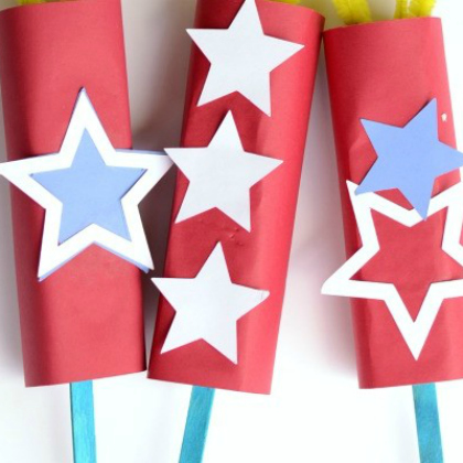 Patriotic Faux Paper Sparkles 4th of July Craft. Red, Blue and White. USA Flag. Memorial Day, Independence Day