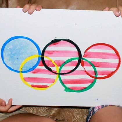 US Olympic rings flag