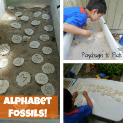 alphabet fossils, 25 Fun Fossil Ideas For Kids, fossil activities, fun activities, dinosaur crafts, paleontology, science ideas