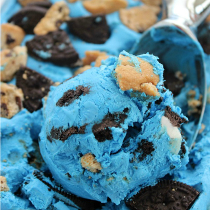 No Churn Cookie Monster Ice Cream for the kids!