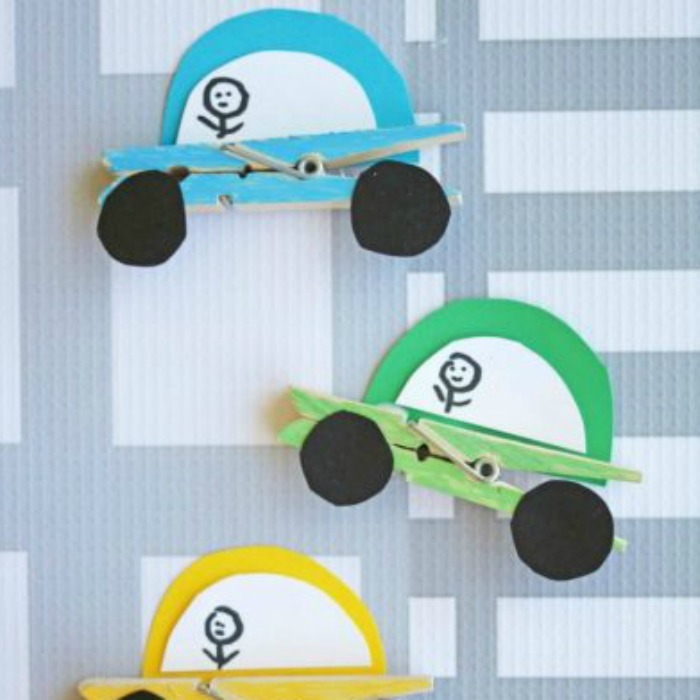 Paper and Clothespin Cars