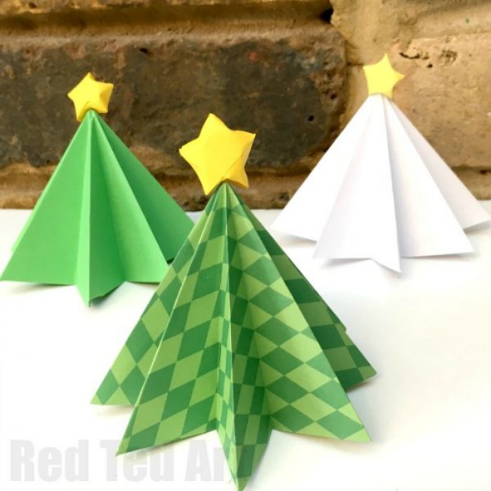origami, Christmas tree, Christmas tree crafts for kids, Christmas tree ideas, simple Christmas tree ideas, winter activities, winter crafts, how to make simple Christmas tree