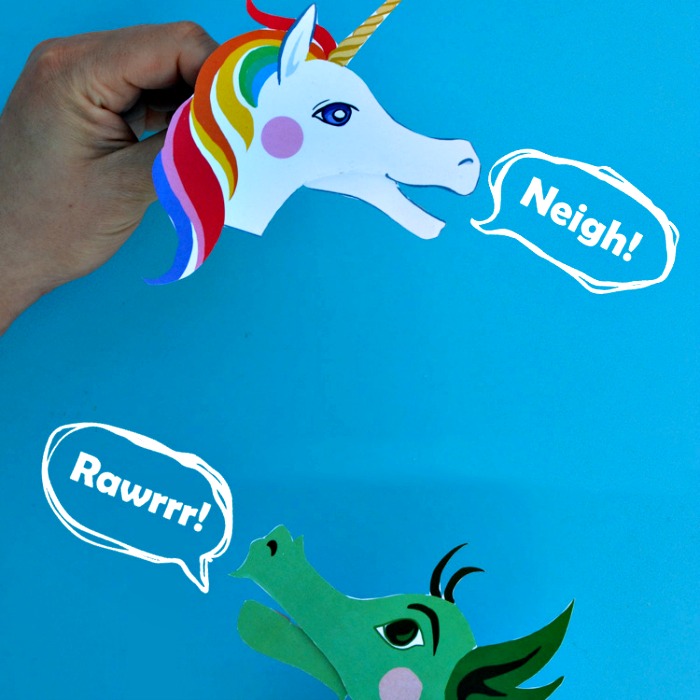 Dragon & Unicorn Clothespin Puppets. Craft for Kids