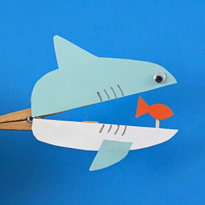 Clothespin Shark Project. Craft for Kids