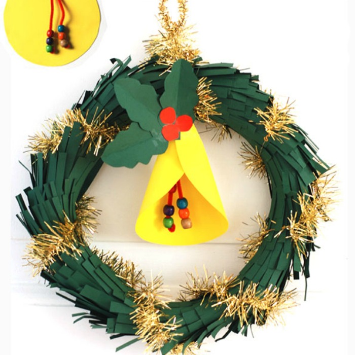 bell wreath, Cool Winter Wreath Crafts For Kids