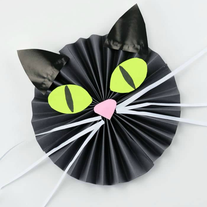 Black Cat Paper Craft. Folded Paper Cat Craft