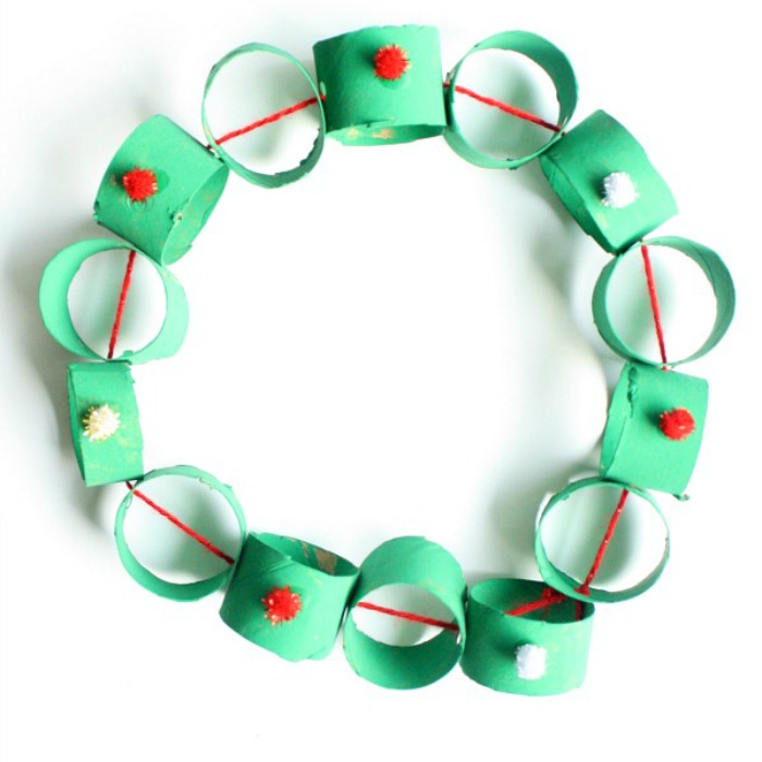 paper roll wreath, Cool Winter Wreath Crafts For Kids