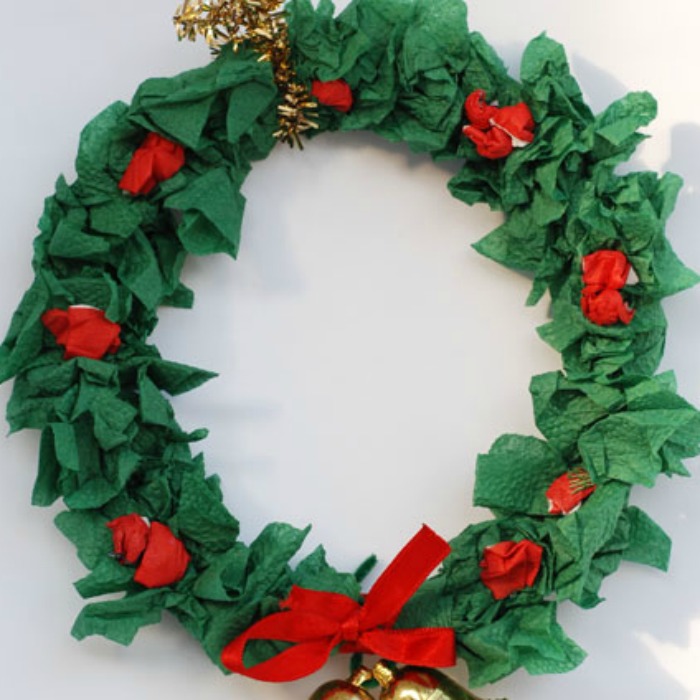 tissue paper wreath, Cool Winter Wreath Crafts For Kids