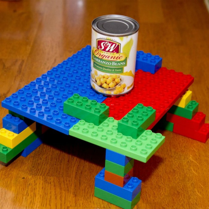 Colorful Lego Bridge For Kids with a can on it