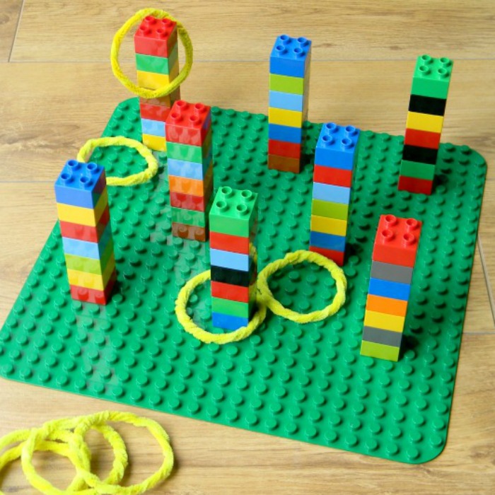 Colorful  Lego Duplo Ring Toss Activity for Kids