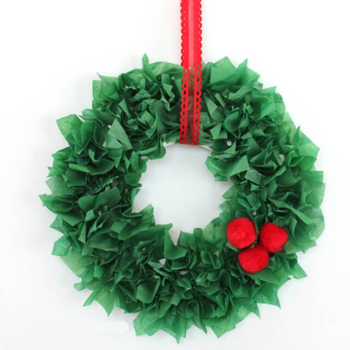 tissue paper craft, Cool Winter Wreath Crafts For Kids
