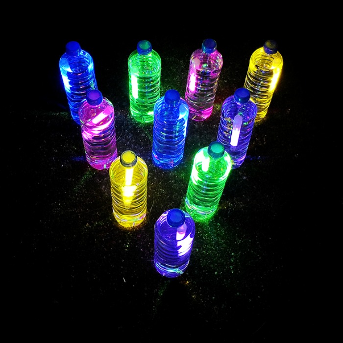 10 DIY Glow-in-the-dark water bottles bowling for slumber party
