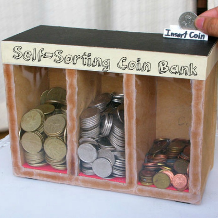 DIY Coin Sorting Coin Bank for kids!