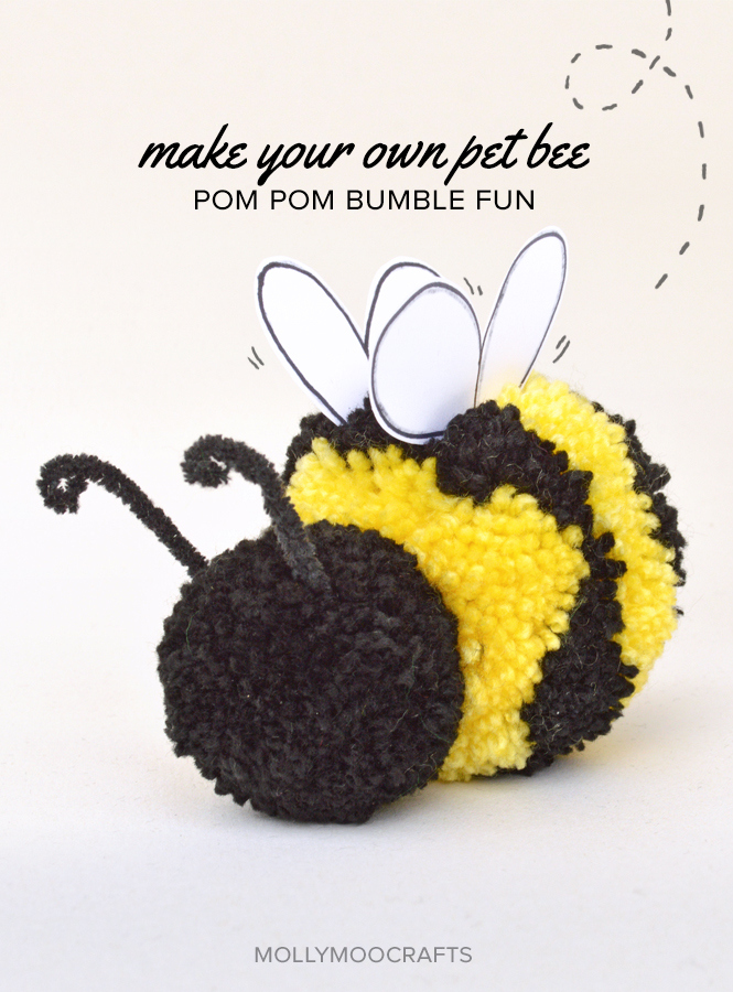 Fuzzy Pompom Pet Bee for kids-DIY-Crafts