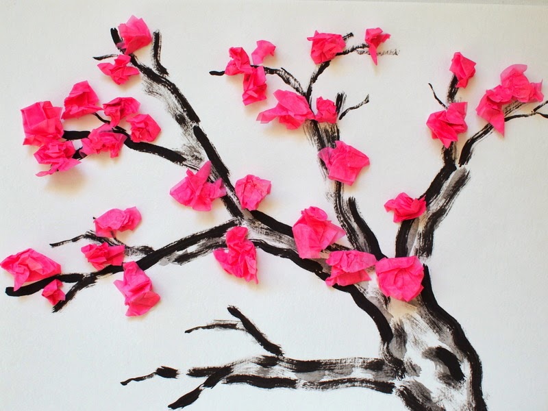 Make cherry blossoms out of paper like Pink Stripey Socks did