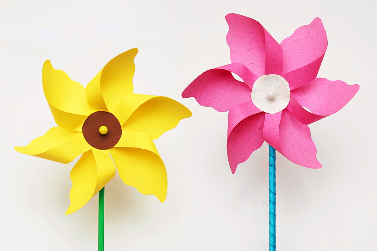 2 paper flower pinwheels from First Palette